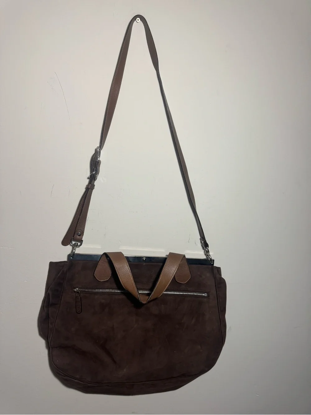 Marni Brown Suede Top handle bag